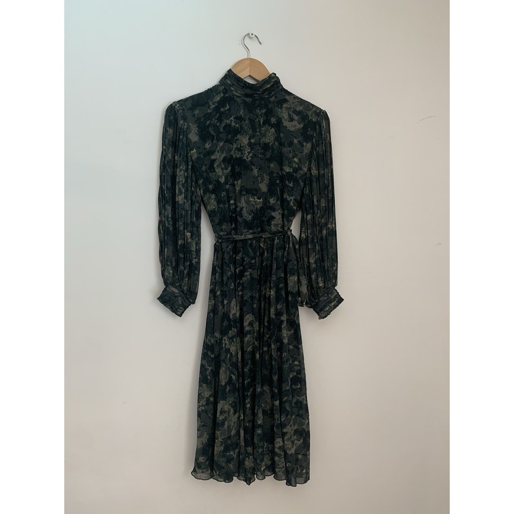 & Other Stories Stockholm Atelier Pleated Midi Dress Green Camo Like Sz  EUR 36